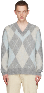 AMI Alexandre Mattiussi Серый свитер с ромбами