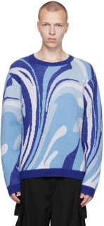 Синий свитер с графическим рисунком RTA