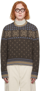 Коричневый свитер с круглым вырезом Thom Browne