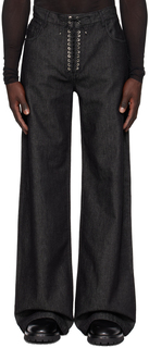 Черные джинсы на шнуровке Ludovic de Saint Sernin