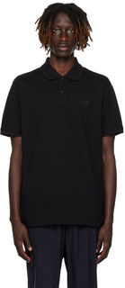 Moncler Черная рубашка-поло с двумя пуговицами