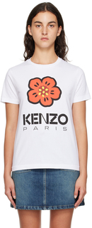 Белая футболка с цветочным узором Paris Boke Kenzo