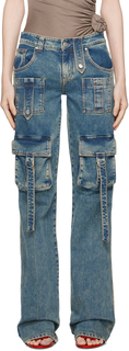Синие джинсы с карманами-карго Blumarine