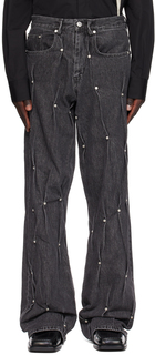 Черные джинсы с несколькими заклепками KUSIKOHC