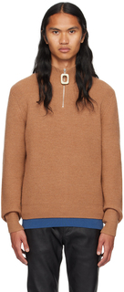 Светло-коричневый свитер с полумолнией до половины JW Anderson