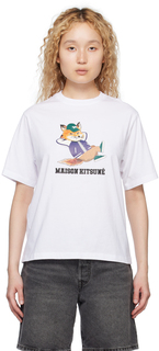 Белая футболка с лисой Maison Kitsune