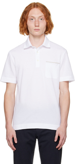 Белая рубашка-поло с накладными карманами, оптическая часть ZEGNA