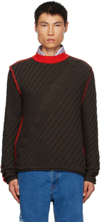Эдвард Каминг Контрастный коричнево-красный свитер Edward Cuming