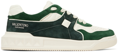 Бело-зеленые кроссовки с заклепками Valentino Garavani
