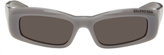 Серые прямоугольные солнцезащитные очки Balenciaga
