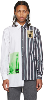 Бело-серая асимметричная рубашка-оптика Lanvin