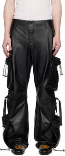 Черные кожаные брюки карго Luis DARKPARK