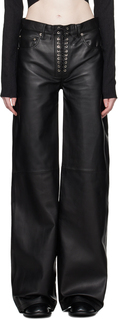 Черные кожаные брюки на шнуровке Ludovic de Saint Sernin