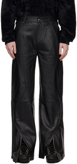 Черные кожаные брюки с обратной стороны HELIOT EMIL