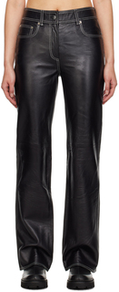 Черные кожаные брюки песочного цвета Stand Studio