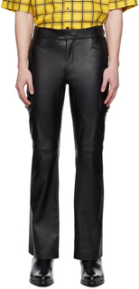 Черные кожаные брюки с кристаллами Ernest W. Baker