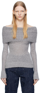 Серый свитер с открытыми плечами Elleme