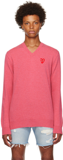 Розовый свитер с двойным сердцем COMME des GARCONS PLAY Comme des Garçons