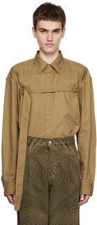 Светло-коричневая рубашка с ремешками Dries Van Noten