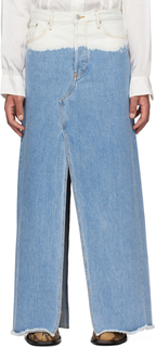 Эксклюзивные сине-белые джинсы Dries Van Noten SSENSE