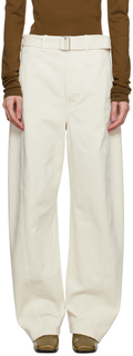 Бело-белые джинсы с перекрученным поясом LEMAIRE