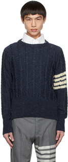 Синий свитер с 4 полосками Thom Browne