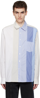Сине-белая рубашка со вставками Feng Chen Wang