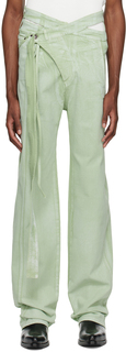 Эксклюзивные зеленые джинсы Ottolinger SSENSE
