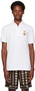 Белая футболка-поло с вышивкой Dolce &amp; Gabbana