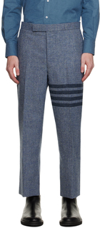 Синие брюки с 4 полосками, светлые Thom Browne