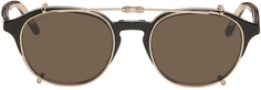 Черные круглые солнцезащитные очки на клипсе Gucci