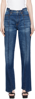 Синие деконструированные джинсы Victoria Beckham
