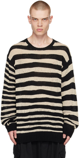 Черно-белый свитер с деформированными полосками Yohji Yamamoto