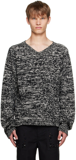 Черно-белый свитер с v-образным вырезом UNDERCOVER