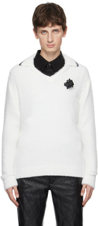 Белая рубашка-поло с v-образным вырезом Ernest W. Baker