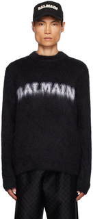 Черный ворсовый свитер Balmain