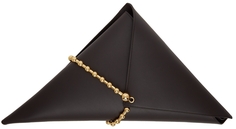 Коричневый треугольный клатч с шариковой цепочкой Bottega Veneta