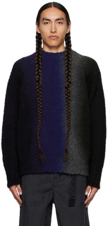 Черно-хаки-свитер с принтом тай-дай sacai