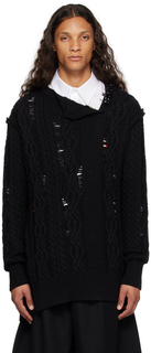 Черный рваный свитер Simone Rocha