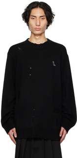 Черный рваный свитер Yohji Yamamoto