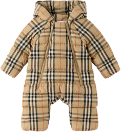 Зимний комбинезон в клетку Baby Beige Archive бежевый Burberry