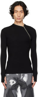 Черный свитер на молнии с завязками HELIOT EMIL