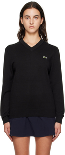 Черный свитер с v-образным вырезом Lacoste