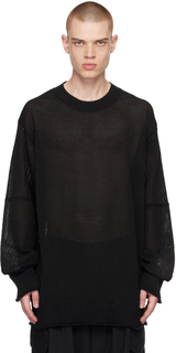 Черный свитер с двумя узорами Yohji Yamamoto