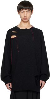 Черный свитер с вышивкой Yohji Yamamoto
