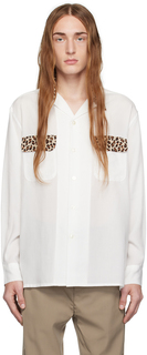 WACKO MARIA Белая рубашка с леопардовым принтом
