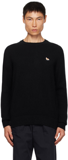 Черный свитер с нашивками Baby Fox Maison Kitsune