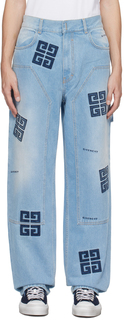 Синие джинсы с вышивкой светлые Givenchy