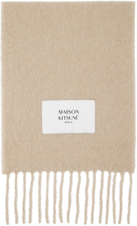 Бежевый шарф с нашивками Темный Maison Kitsune