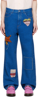 Синие джинсы с нашивками Marni